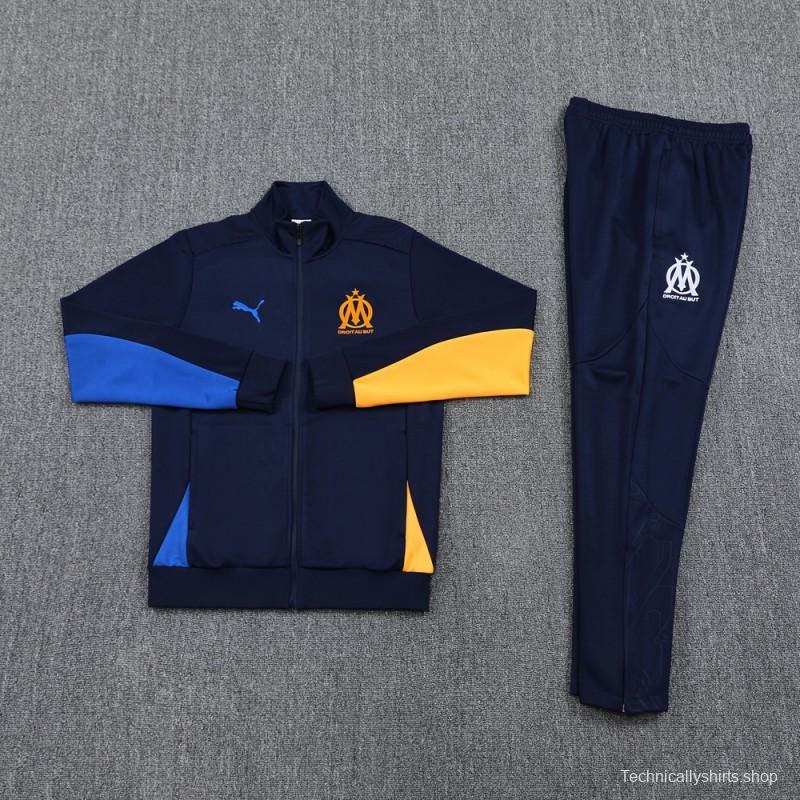 24/25 Olympique Marseille Navy Full Zipper Jacket +Long Pants