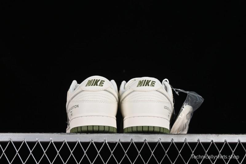 Nike SB Dunk Low LV Collaboration - Beige Olive Green Anniversary Custom Low-Top Casual Skate Shoes - BB8766-211