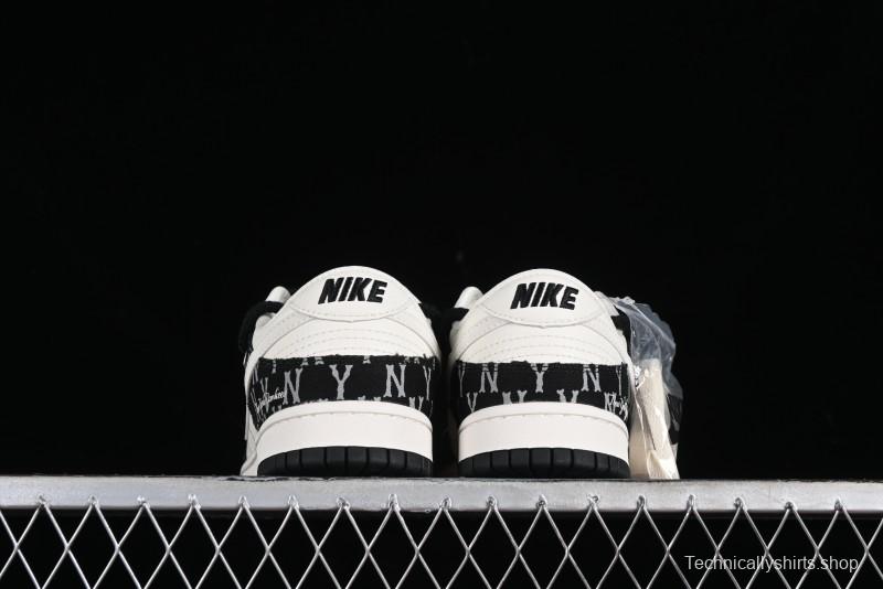 Nike SB Dunk Low MLB Strap Collaboration - Black Denim Print Anniversary Custom Low-Top Casual Sneakers - SJ2068-251