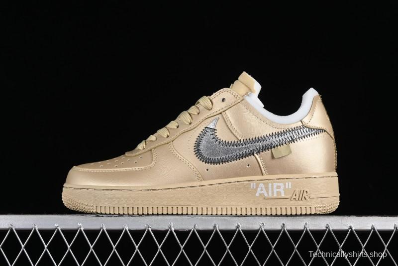 Off-White x Nike Air Force 1 '07 Low "Metal Gold" Casual Sneakers - DX1419-900