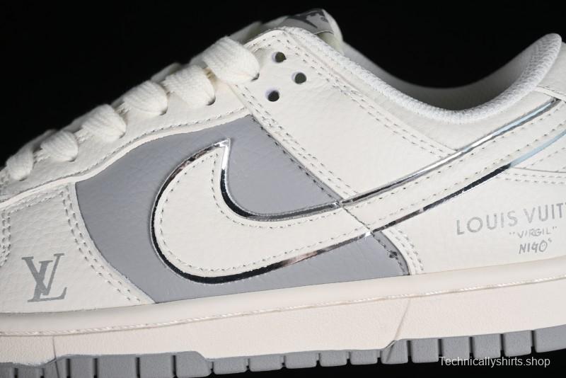 Nike SB Dunk Low LV Collaboration - Beige Silver Gray Anniversary High-End Custom Low-Top Casual Skate Shoes - BB8766-210