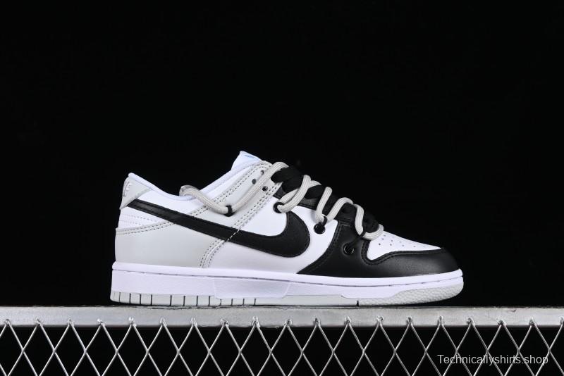 Nike Dunk Low Leather Letter High Street Deconstructed Black Grey SB Strap Low Top Casual Sneakers - DV0831-101