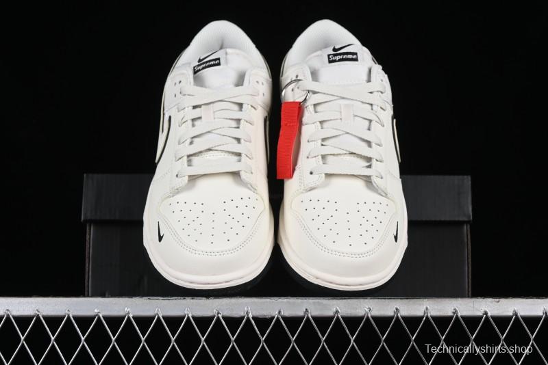 Nike SB Dunk Low Supreme Collaboration - Beige Black Mini Swoosh Anniversary High-End Custom Low-Top Casual Skate Shoes - DJ2024-006