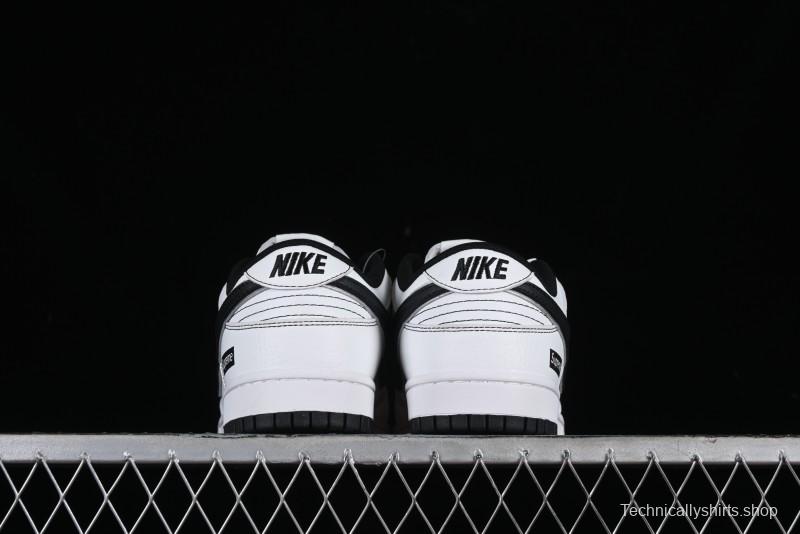 Nike Supreme x Nike SB Dunk Low Collaboration - Classic White Black Anniversary High-End Custom Low-Top Casual Skate Shoes - DY1503-100