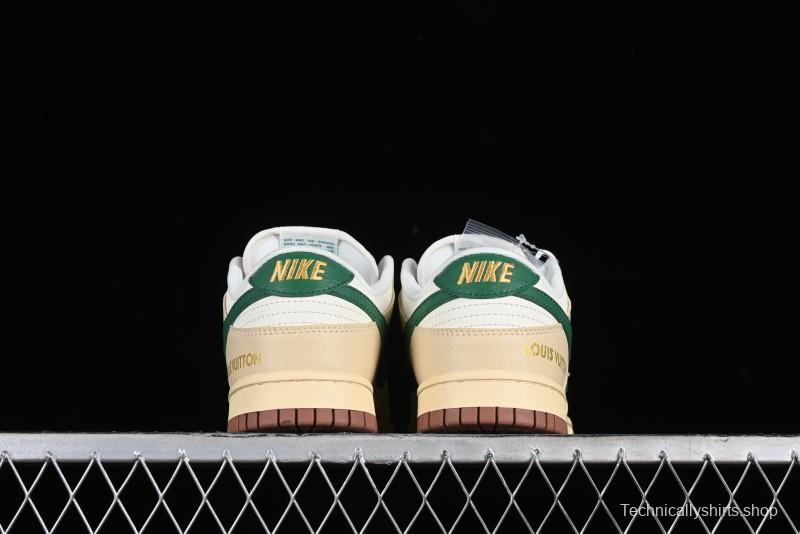 Nike SB Dunk Low LV Collaboration - Beige Green Anniversary High-End Custom Low-Top Casual Skate Shoes - LV6188-003