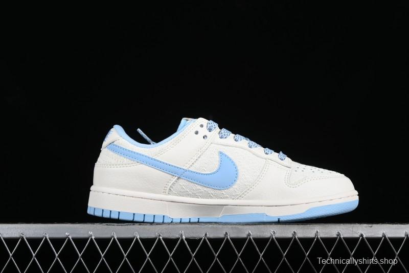 Nike SB Dunk Low Gucci Collaboration - Beige & Light Blue Crochet Fabric Anniversary High-End Custom Low-Top Casual Skate Shoes - DQ1098-376