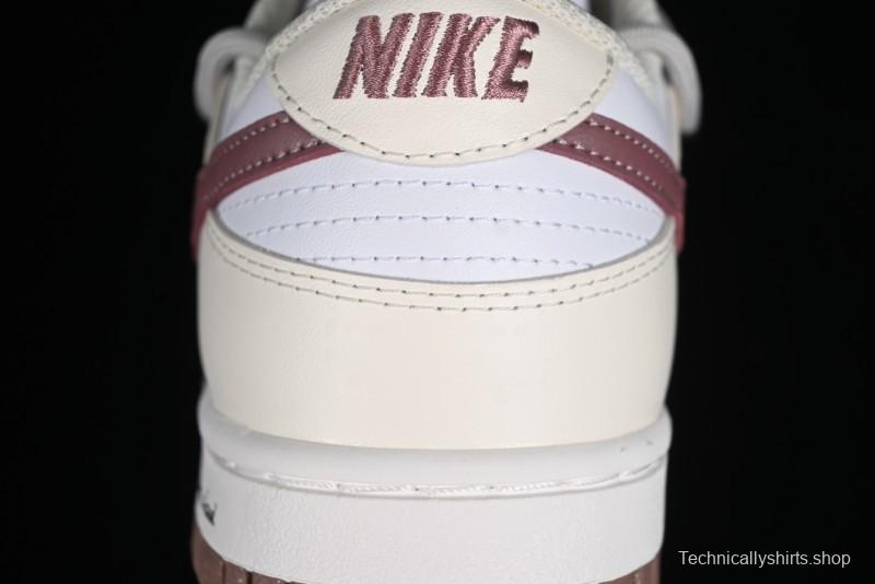 Nike Dunk Low Next Nature SB Lace-Up Low-Top Casual Sneakers in Cream Dark Brown - DD1873-103