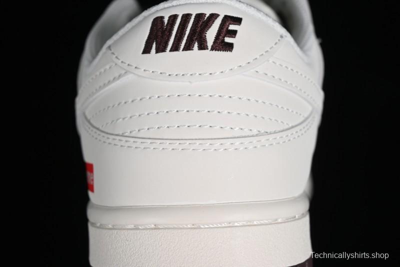 Nike SB Dunk Low Supreme Collaboration - White Brown Two-Tone Anniversary High-End Custom Low-Top Casual Sneakers - BB8657-106