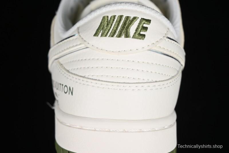 Nike SB Dunk Low LV Collaboration - Beige Olive Green Anniversary Custom Low-Top Casual Skate Shoes - BB8766-211