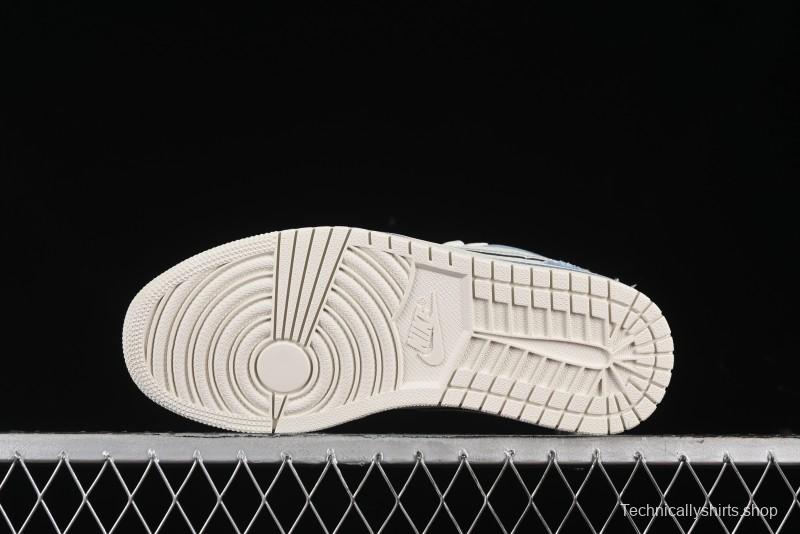 Nike Air Jordan 1 Low MLB Collaboration Retro Blue Denim Custom Basketball Shoes - DC2024-027