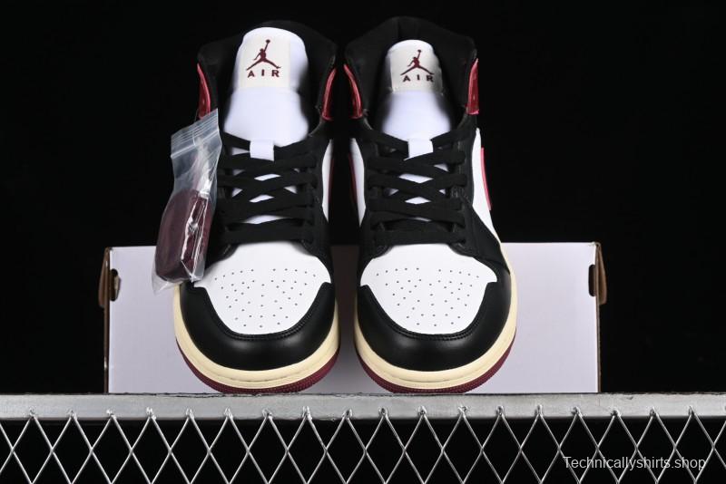 Nike Air Jordan 1 Mid AJ1 Snake Print Black Red Toe Mid-Top Basketball Shoes - FQ7818-101