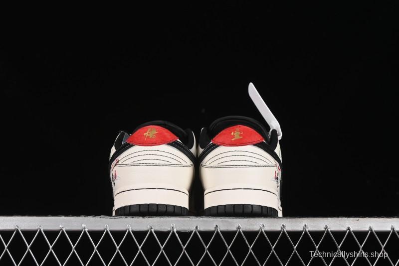 Nike SB Dunk Low Black Wukong Series - Beige Grey Black Swoosh Anniversary Custom Low-Top Casual Skate Shoes - SJ1089-014