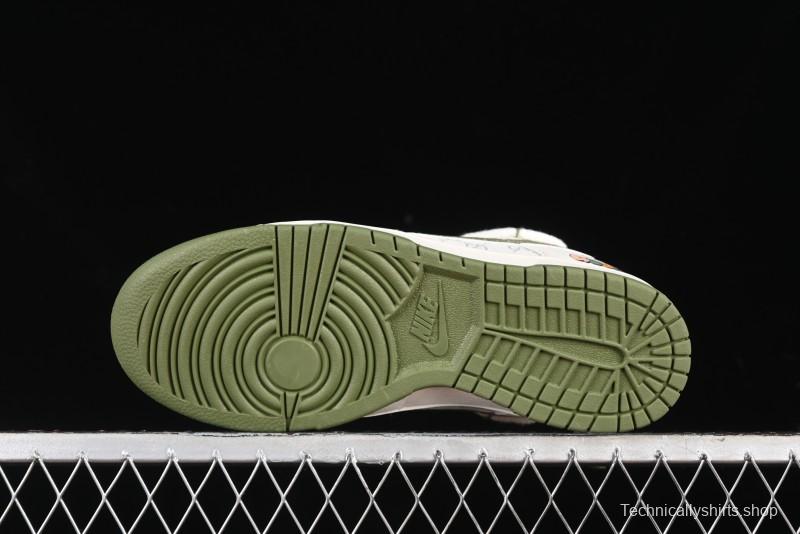 Nike SB Dunk Low Gucci Collaboration - Beige Green Floral Anniversary High-End Custom Low-Top Casual Skate Shoes - XX2025-918