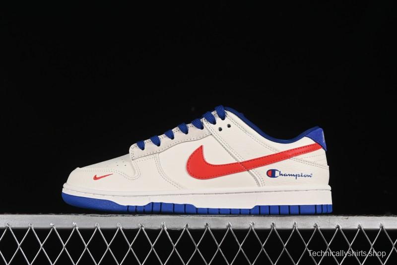 Nike SB Dunk Low Championship Collaboration - Off-White Red Swoosh Anniversary Custom Low-Top Casual Skate Shoes - KK1688-021
