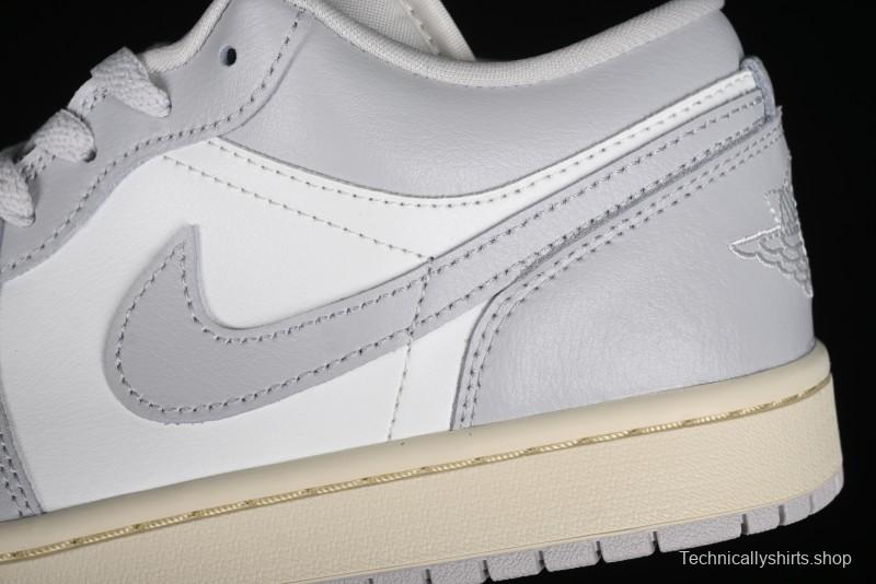 Nike Air Jordan 1 Low Casual Sneakers in White-Grey - FQ7687-300