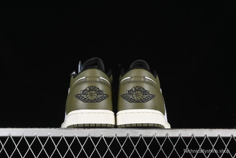 Nike Air Jordan 1 Low "Medium Olive" Retro Casual Sneakers - 553558-092