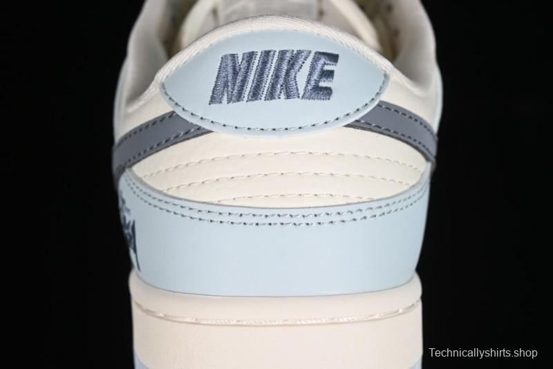 Nike SB Dunk Low Stussy Collaboration Anniversary Edition Light Blue Custom Low-Top Casual Skate Shoes - CF3688-012