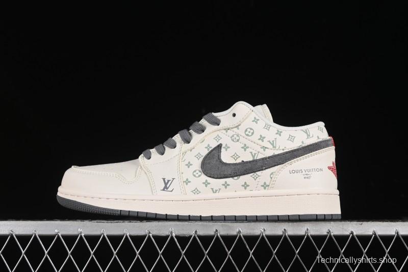Nike Air Jordan 1 Low LV Collaboration Print Off-White Retro Basketball Shoes - WG8850-010
