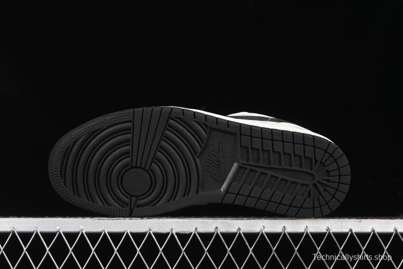 Nike Air Jordan 1 Low AJ1 LV Collaboration - Printed Dark Blue Swoosh High-End Custom Retro Basketball Shoes - WG8850-009