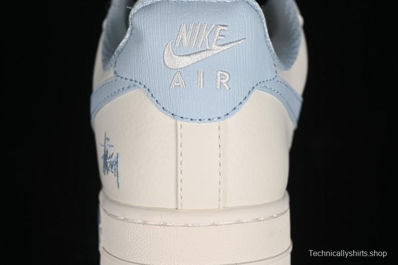 Nike Air Force 1 '07 Low Stussy Collaboration - Off White Elegant Blue Low-Top Casual Sneakers - XZ3328-002