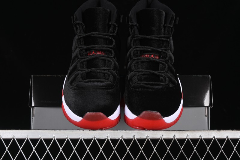 Nike Air Jordan 11 Retro "Bred Velvet" Basketball Shoes with Velvet Overlay - DB5457-061