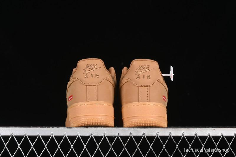 Nike Supreme x Air Force 1 Low Casual Sneakers in Wheat Suede with Full-Length Air Cushion - DN1555-200