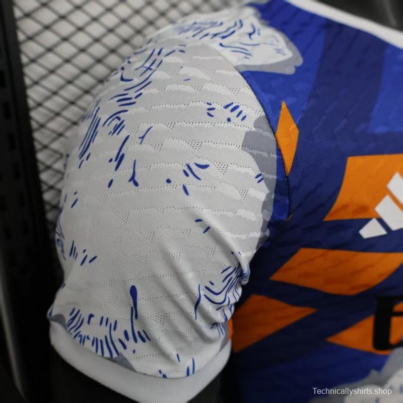 Player Version 25/26 Real Madrid Limited Edition Blue Orange Abstract Pattern Jersey