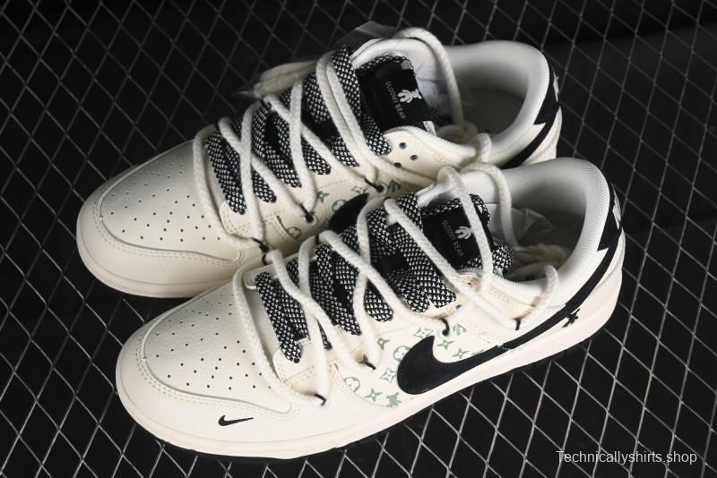 Nike SB Dunk Low Violent Bear Series - Lace-Up Beige with Black Swoosh Anniversary High-End Custom Low-Top Casual Sneakers - SJ2068-291