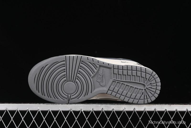 Nike SB Dunk Low Carhartt Collaboration - Off White Grey Swoosh Anniversary Custom Low-Top Casual Skate Shoes - SJ1089-006