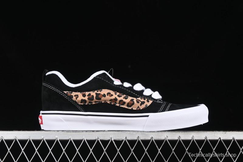 Vans Classics Knu Skool Sneakers with Leopard Print Logo in Black - VN000D2GBA2