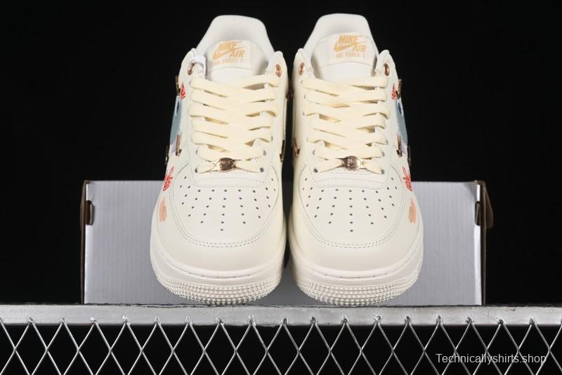 Nike Air Force 1 '07 Low Casual Sneakers with Mint Mambo Anime Theme and Gold Spray - ZH0316-040