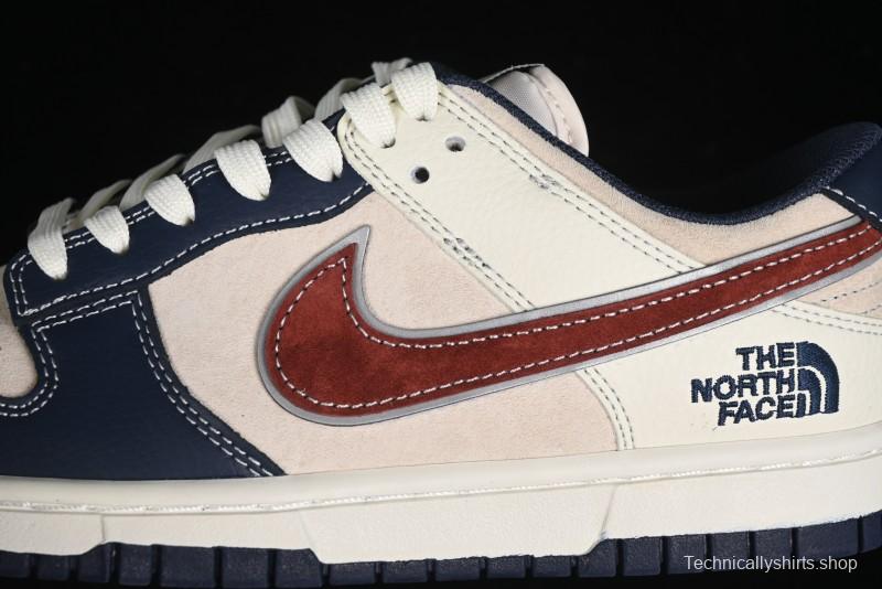 Nike SB Dunk Low The North Face Collaboration - Two-Tone Red Brown Swoosh Anniversary Custom Low-Top Casual Skate Shoes - DJ2024-036
