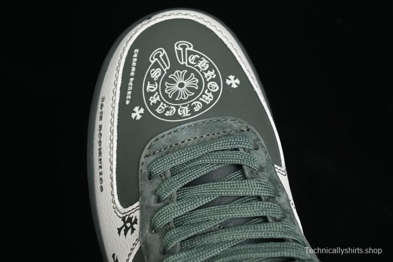 Nike Air Force 1 '07 Low Chrome Hearts Collaboration - Moss Green White Low-Top Casual Sneakers - KK1988-029