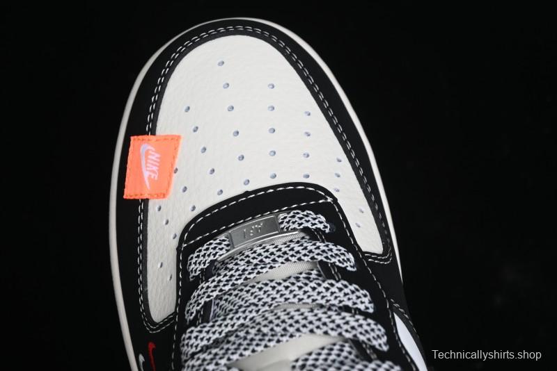 Nike Air Force 1 '07 Low Stussy Collaboration - Black White Double Swoosh Red Tag Low-Top Casual Sneakers - SJ6698-012