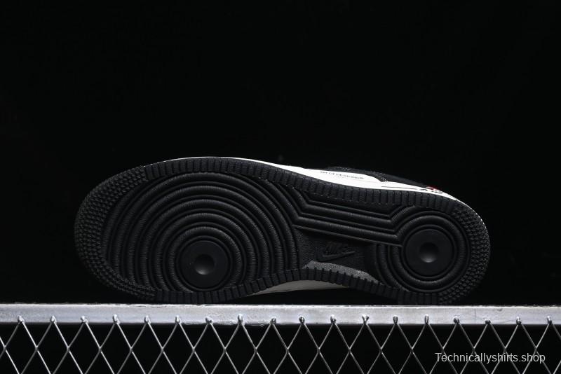 Nike Air Force 1 '07 Low Stussy Collaboration - Black White Double Swoosh Red Tag Low-Top Casual Sneakers - SJ6698-012