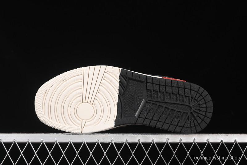 Nike Air Jordan 1 Low AJ1 Stussy Collaboration - Black White Red Label Retro Basketball Shoes - SJ9950-033