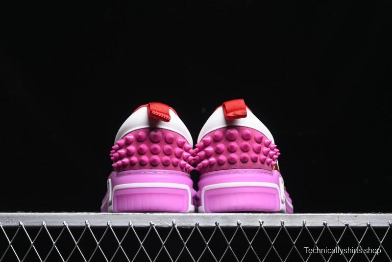 Christian Louboutin Funnyto Flat French Luxury Brand Low-Top Sneakers in Purple Color Block - X.D4