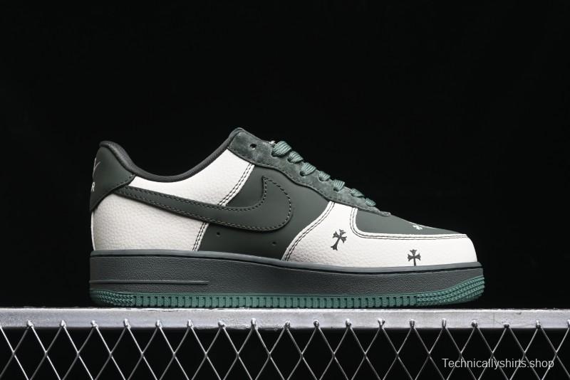 Nike Air Force 1 '07 Low Chrome Hearts Collaboration - Moss Green White Low-Top Casual Sneakers - KK1988-029