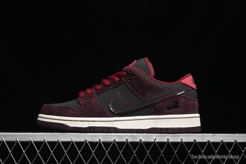 Nike SB Dunk Low Bordeaux Red Skate Shoes Collaboration with Riot Skateshop - FZ1289-200