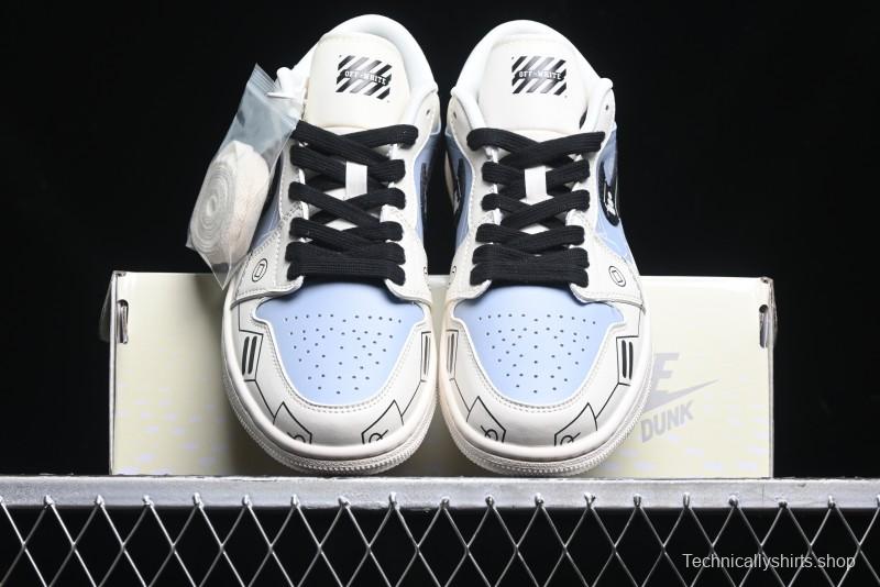 Nike Air Jordan 1 Low AJ1 OF Collaboration - Customized Retro Basketball Shoes with 3D Buttons - DM9188-001