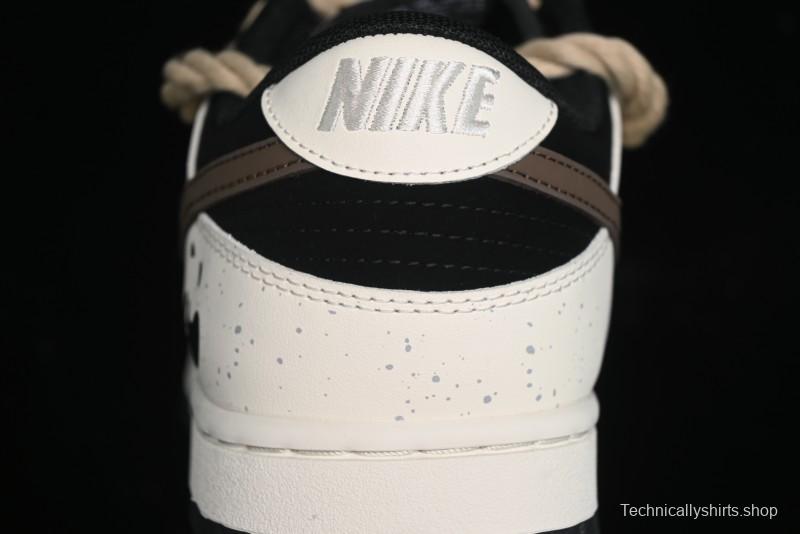 Nike Dunk Low Retro Casual Sneakers with Little Panda and Dopamine Mocha Design - DD1391-100