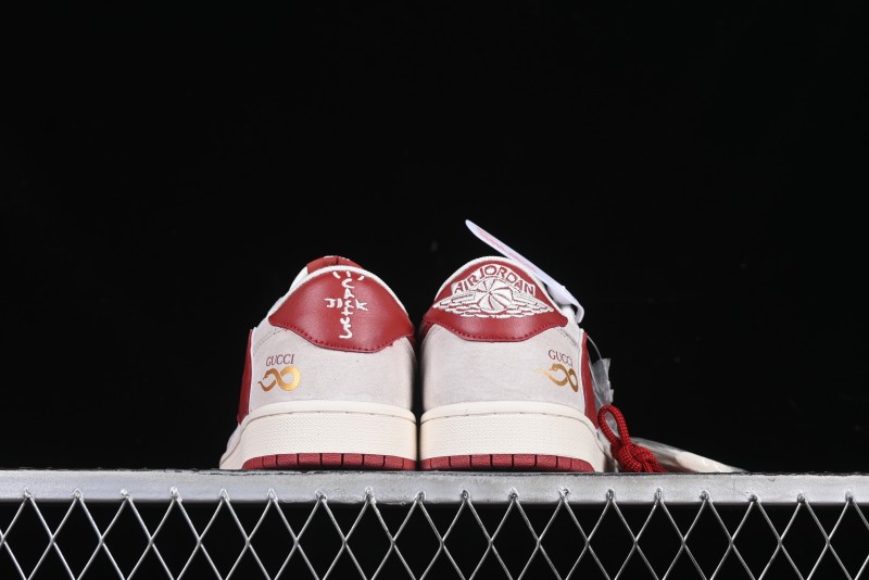 Nike Travis Scott x Fragment Design x Air Jordan 1 Low OG SP AJ1 Retro Sneakers with Reverse Swoosh - XZ6188-056
