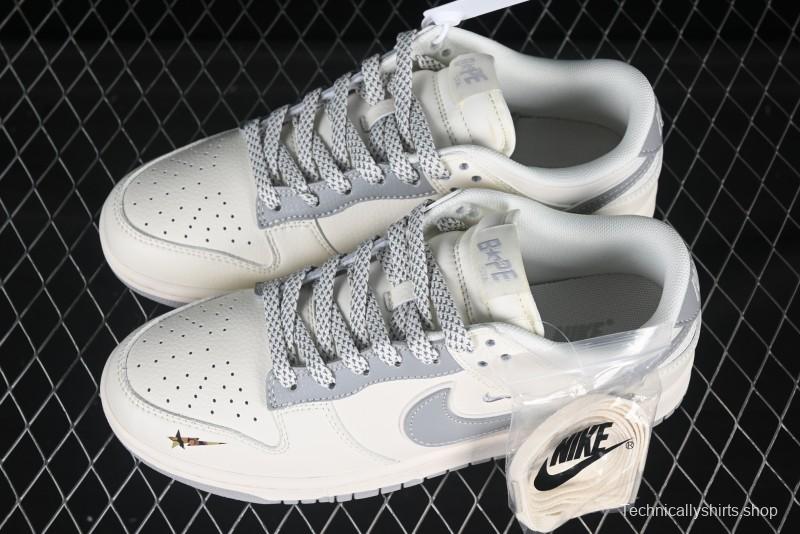 Nike SB Dunk Low Bape Collaboration Light Gray Anniversary Custom Low-Top Casual Sneakers - XS6089-508