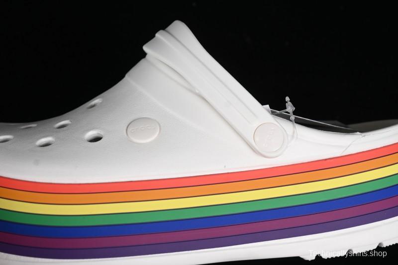 Crocs Crocband Platform Rainbow Comfortable Thick-Soled Clogs - B.D4