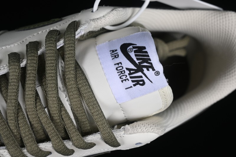 Nike Air Force 1 '07 Low Casual Sneakers in White Green Colorway - CQ5059-110