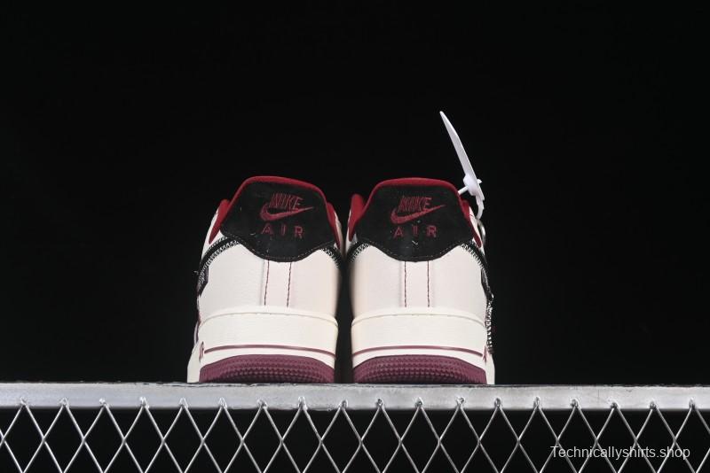 Nike Air Force 1 '07 Low Dior Collaboration Burgundy Low-Top Casual Sneakers - KK1988-046