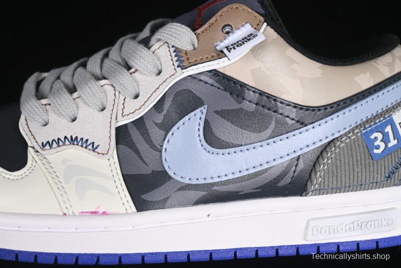 Nike Air Jordan 1 Low Retro Basketball Shoes with Panda Mischief Skyline Design - 553558-154