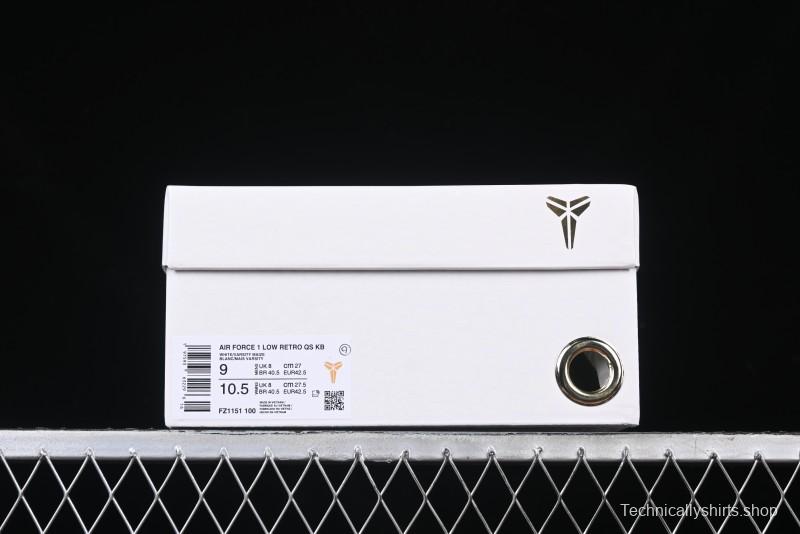 Nike Air Force 1 '07 Low Kobe Casual Sneakers with Full-Layer Leather and Full-Length Air Cushion - FZ1151-100