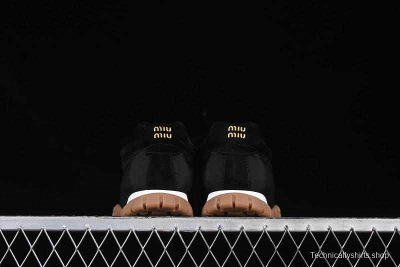 Miu Miu Suede Round Toe Lace-Up Women's Low-Top Casual Shoes - 99D4