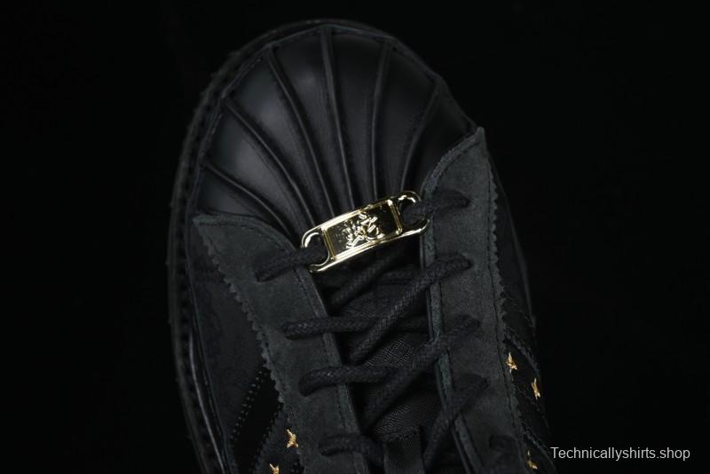 Adidas Superstar JR5114 Clot Collaboration Shell Toe Skate Shoes with Perforated Leather Upper - JR5114